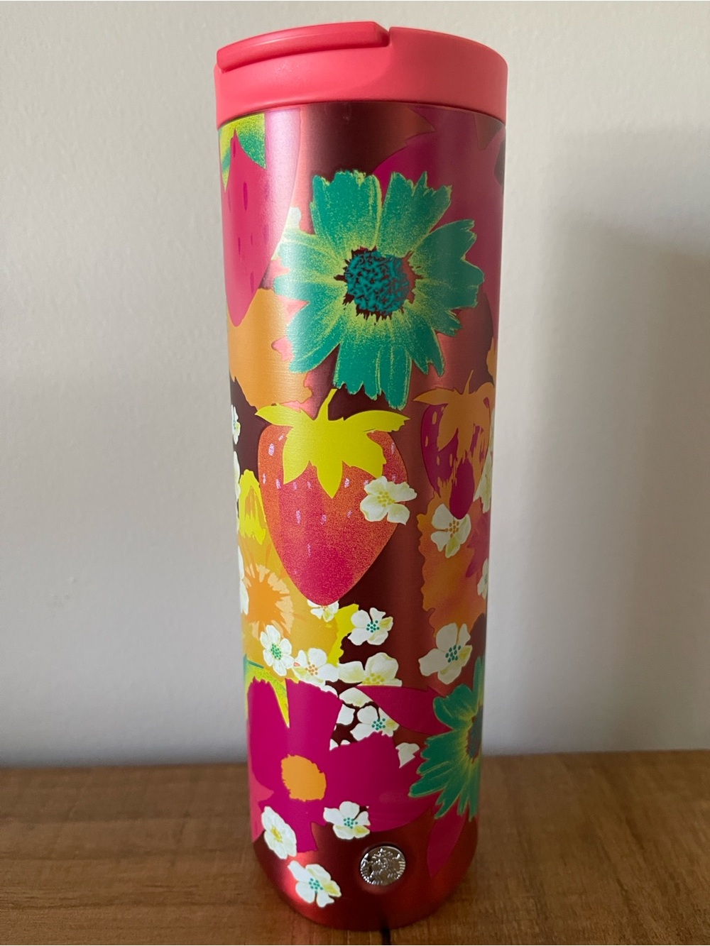 Starbucks Floral Strawberry Travel Tumbler - Pink